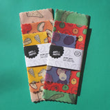 Beeswax Wraps: Variety Pack Set of 3 (Cheese, Apple, Bread)