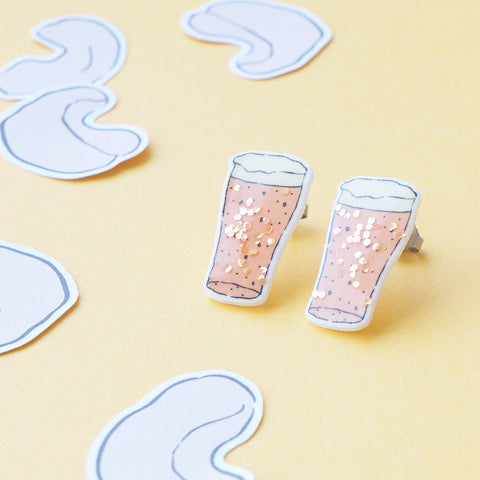 Earrings: Beer Glitter