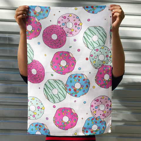 Tea Towel: Iced Donuts, 100% Linen