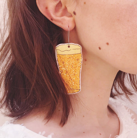 Earrings: Beer Glitter Drop Earrings